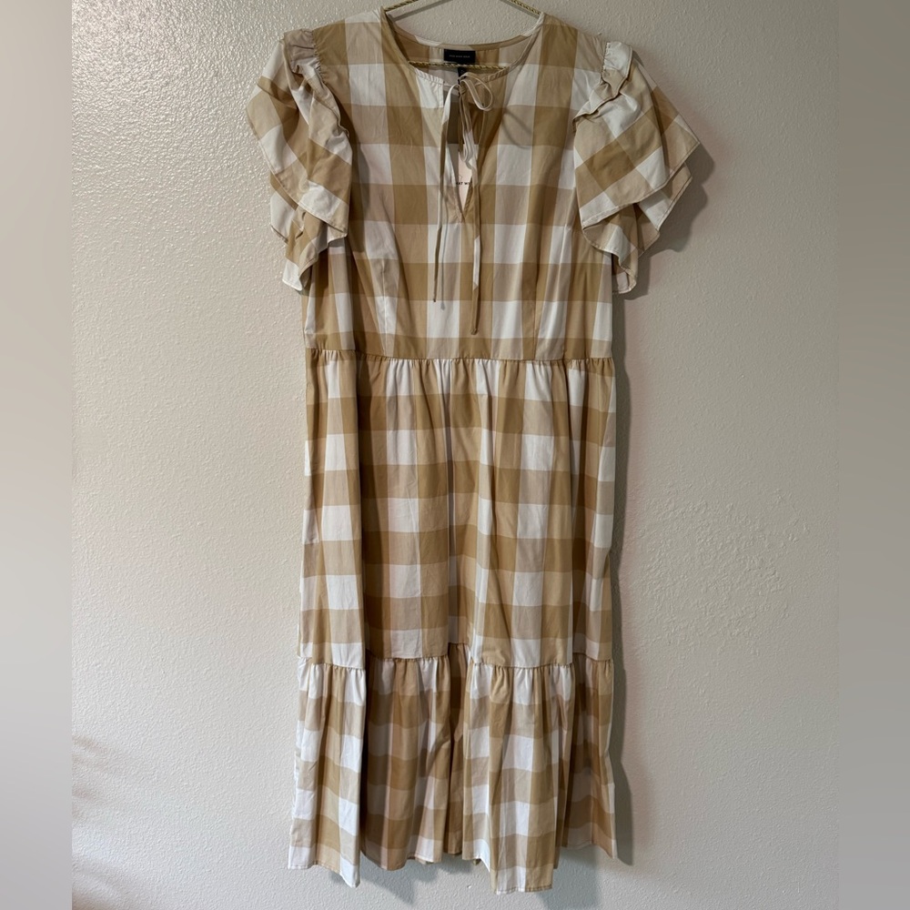 Who What Wear Gingham Ruffle Sleeve Dress XL